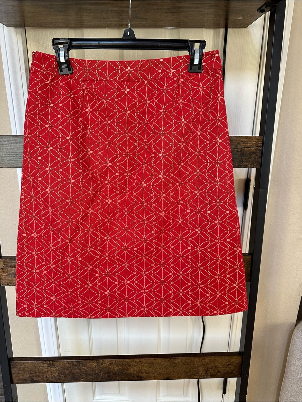 Pristine Vintage - Boden- Red Geometric A-Line Skirt